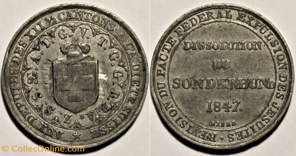 Suisse - Médaille 1847 Dissolution du Sonderbund medailles suisse medaille 1847 dissolution du sonderbund