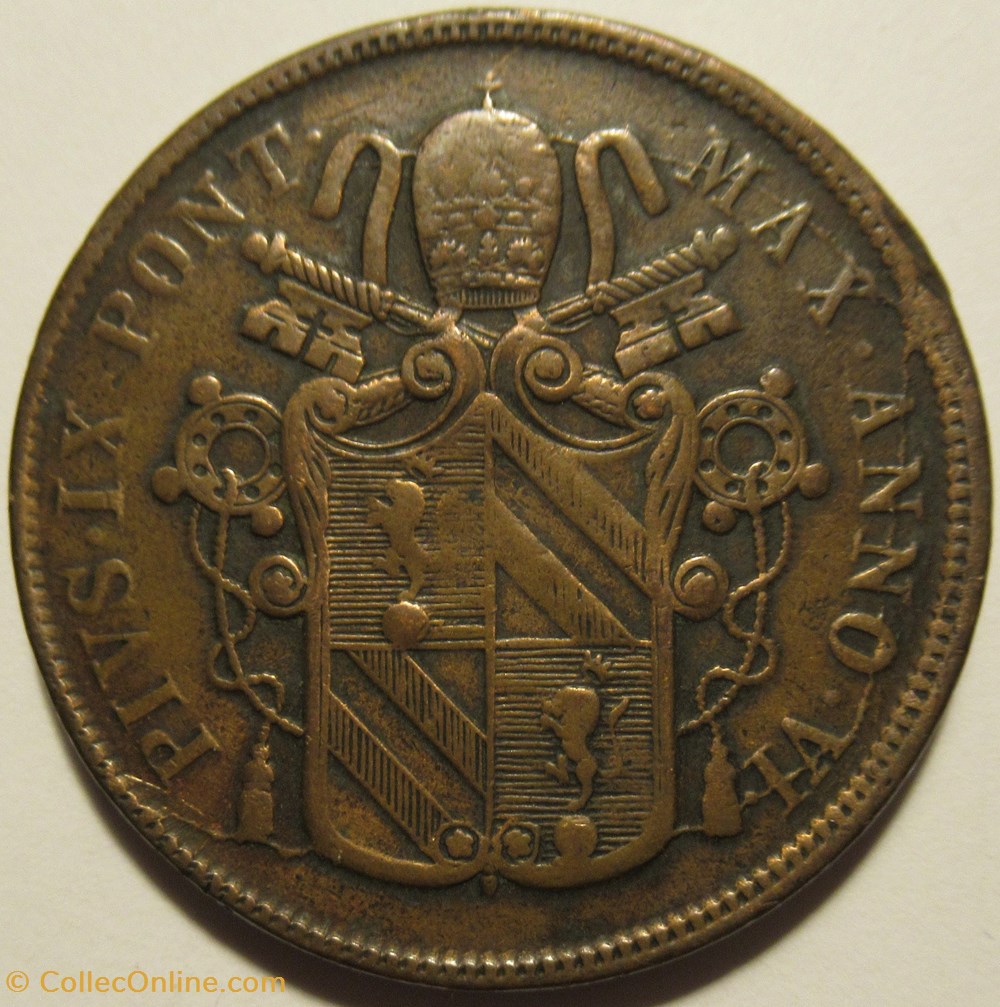Pio IX, Pope - 5 Baiocchi 1851, Anno VI - Vaticano - Die Crack 2 monnaies monde pio ix pope 5 baiocchi 1851 anno vi vaticano die crack