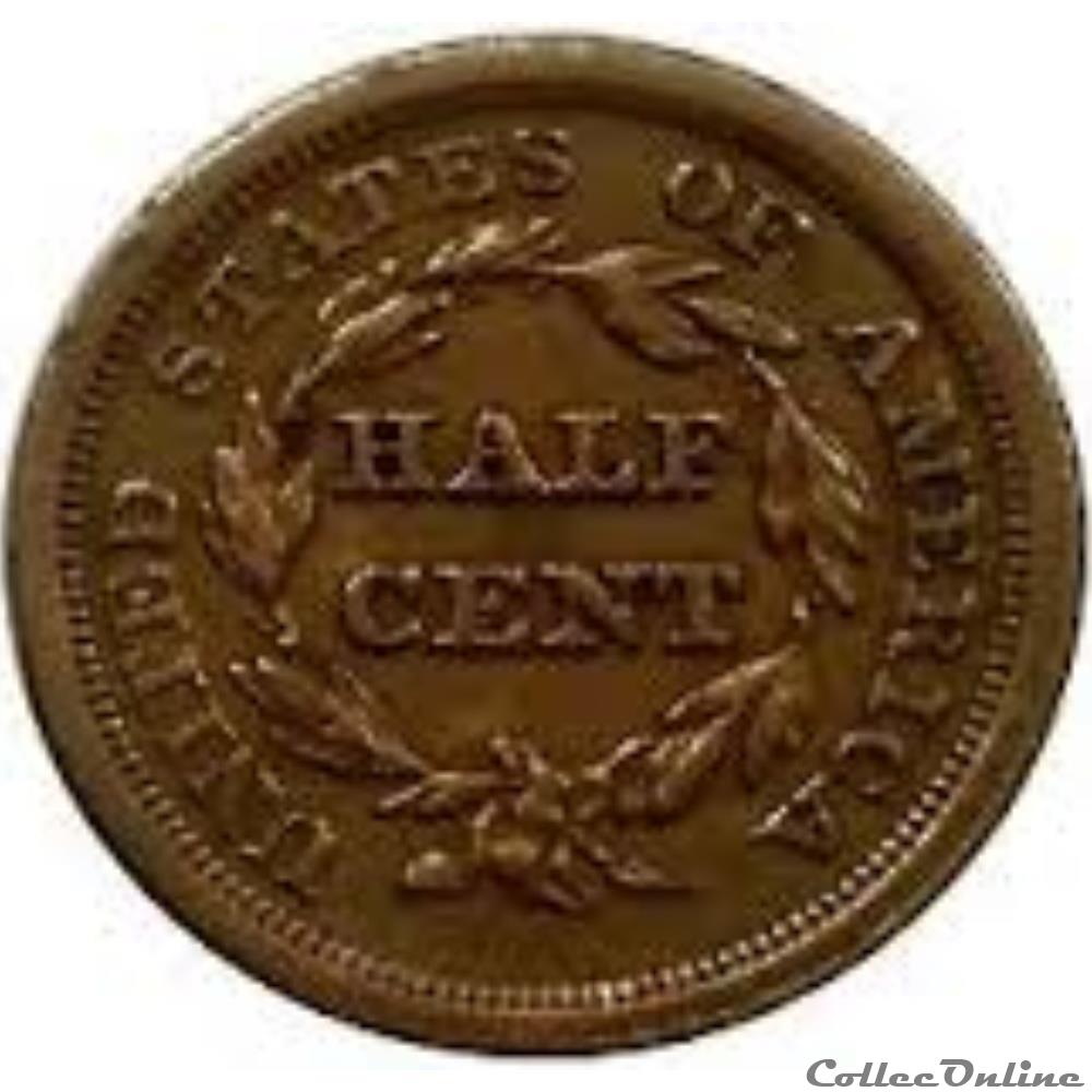 1853 Braided Hair Half Cent monnaie monde etat uni 1853 braided hair half cent