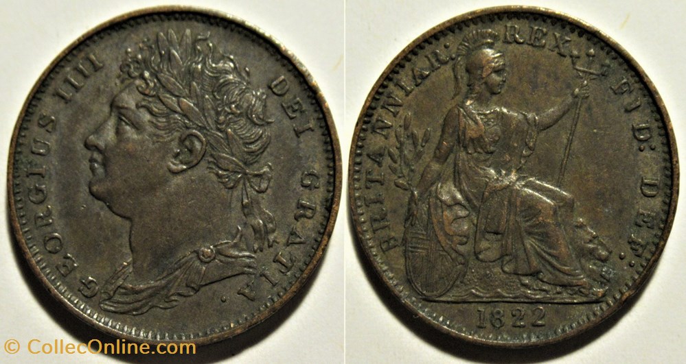 George IV - 1 Farthing 1822 Great Britain monnaies monde royaume uni george iv 1 farthing 1822 great britain