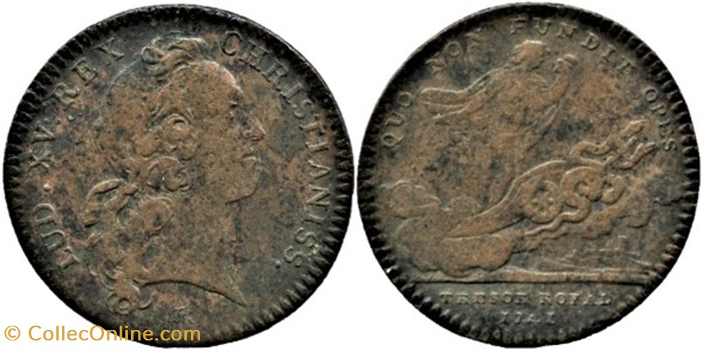 Louis XV - 1741 Jeton, Trésor Royal - Pluton sur son char monnaies paranumismatique jetons poids louis xv 1741 jeton tresor royal pluton sur son char