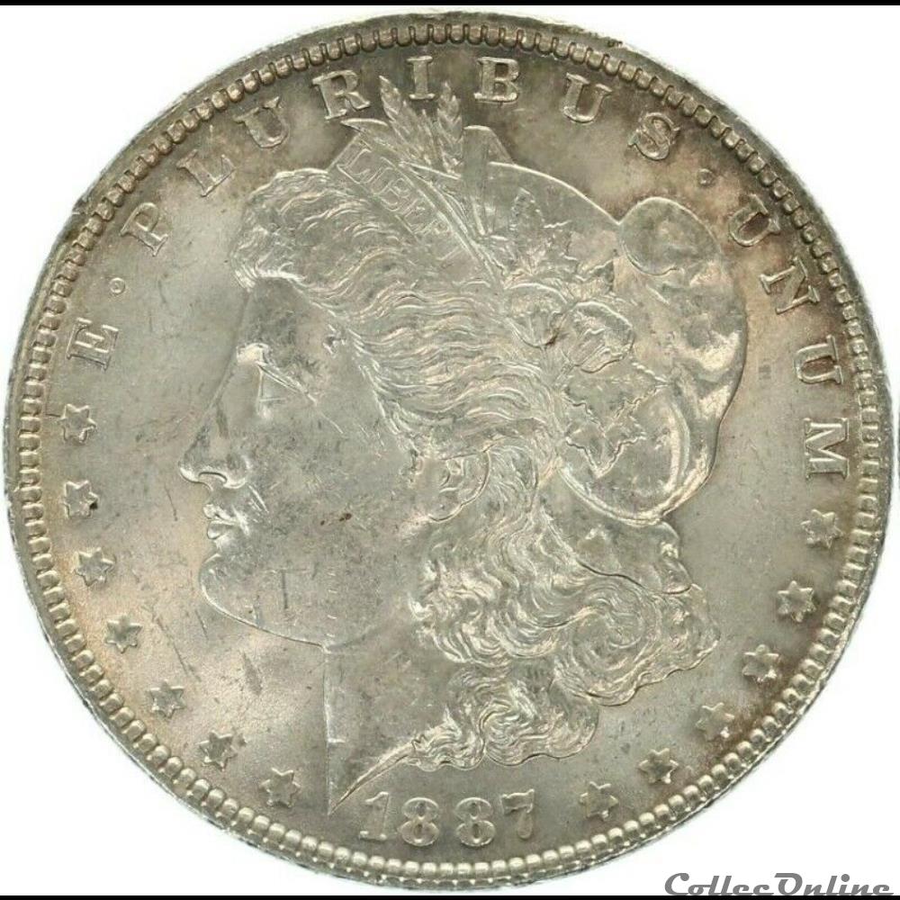 1887 Dollar 3 monnaies monde etats unis 1887 dollar