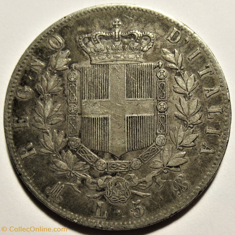 monnaies monde italie 1874 regno italia 5 lire milano vittorio emanuele ii