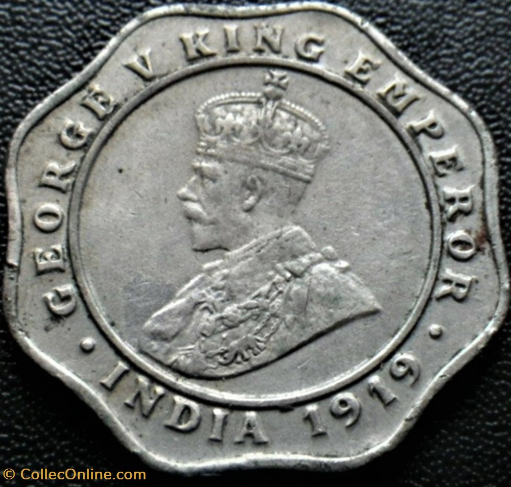 George V - 4 Annas 1919 Calcutta - British India 3 monnaie monde inde george v 4 annas 1919 calcutta british india