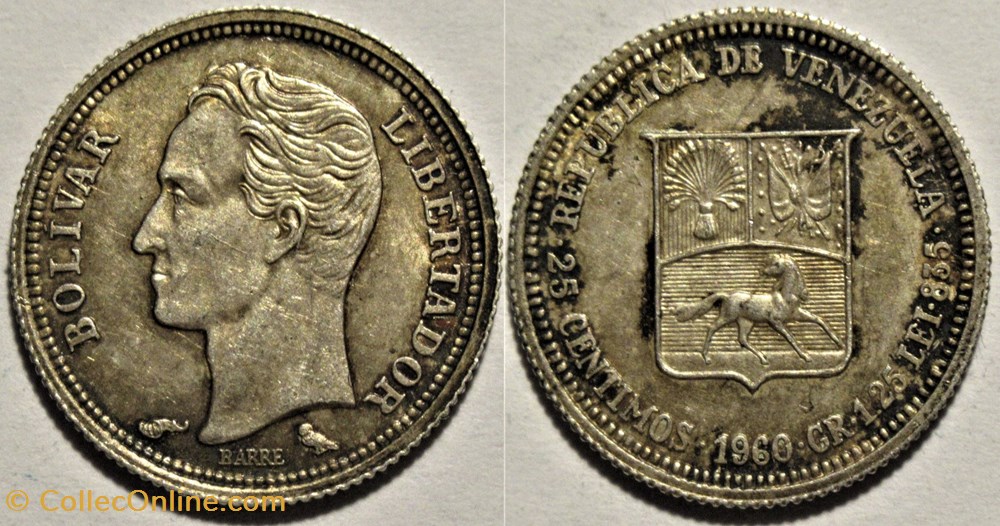 Venezuela - 25 Céntimos 1960 monnaies monde venezuela 25 centimos 1960