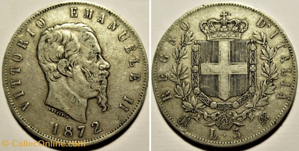 monnaies monde italie 1872 regno italia 5 lire milano vittorio emanuele ii ex 2