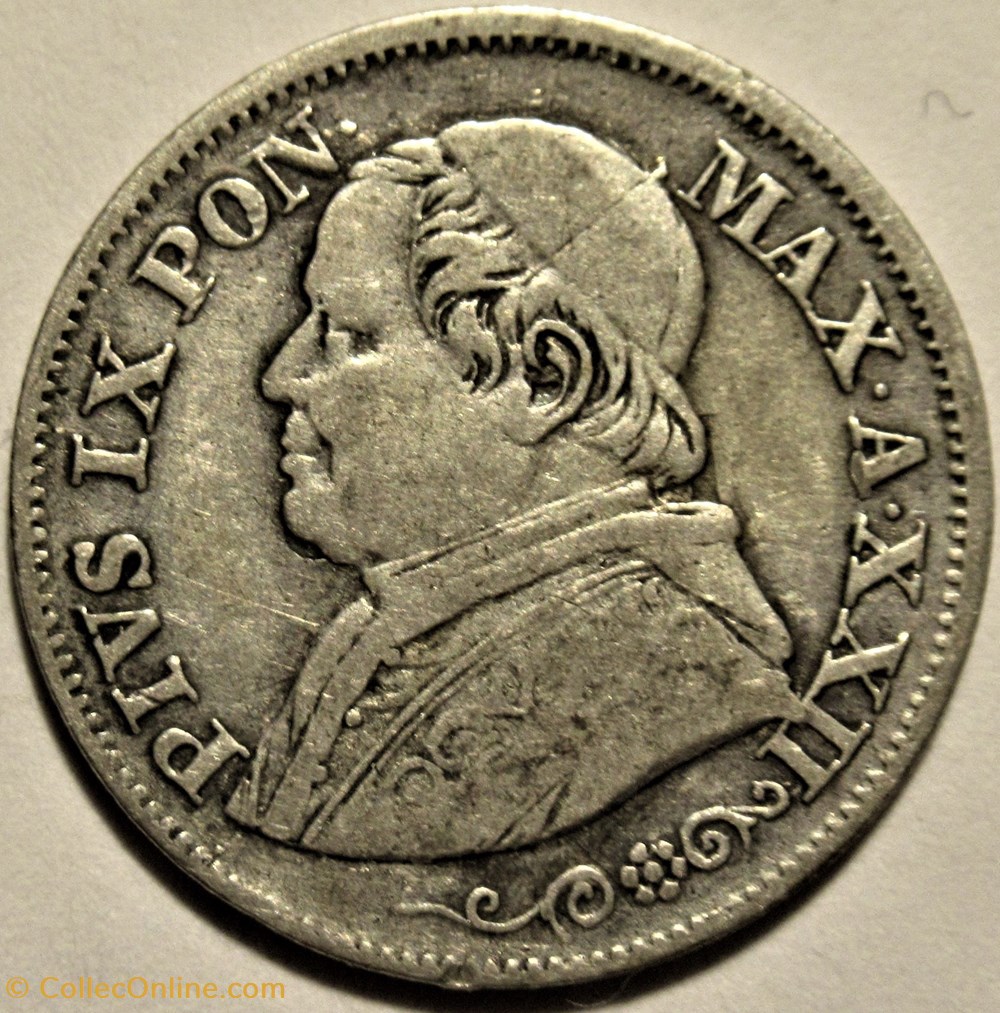 Pio IX, Pope - 10 Soldi 1867, Anno XXII - Vaticano 2 monnaies monde pio ix pope 10 soldi 1867 anno xxii vaticano