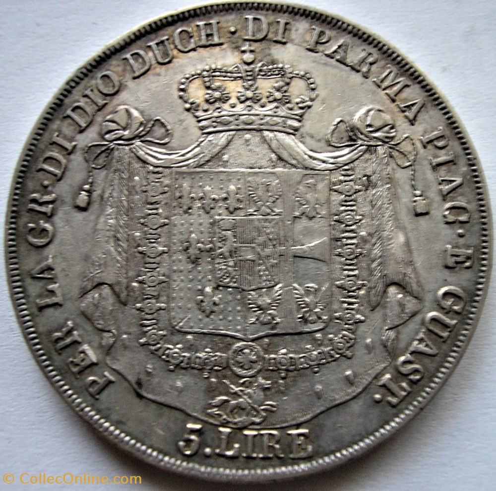monnaies monde italie 1832 duche de parme et plaisance 5 lire marie louise autriche