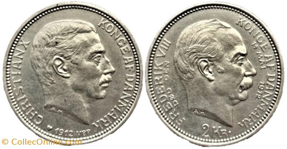 Christian X Denmark - 2 Kroner 1912 - Death of Frederik VIII monnaies monde danemark christian x denmark 2 kroner 1912 death of frederik viii