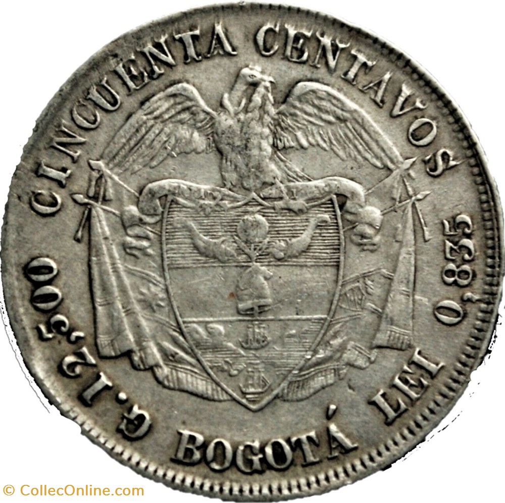 50 Centavos 1883 Bogotá monnaie monde colombie 50 centavos 1883 bogota