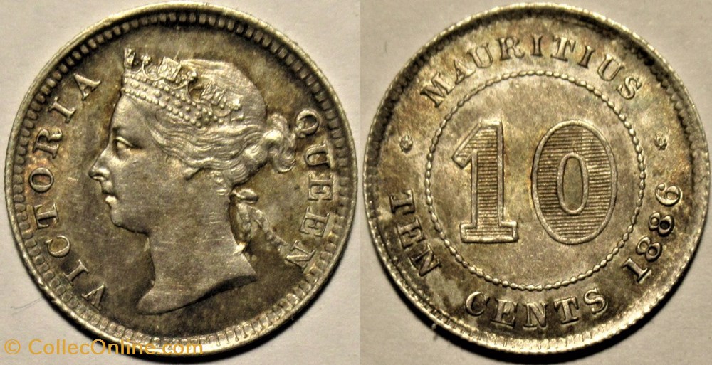 Victoria - 10 Cents 1886 - Mauritius monnaies monde maurice victoria 10 cents 1886 mauritius