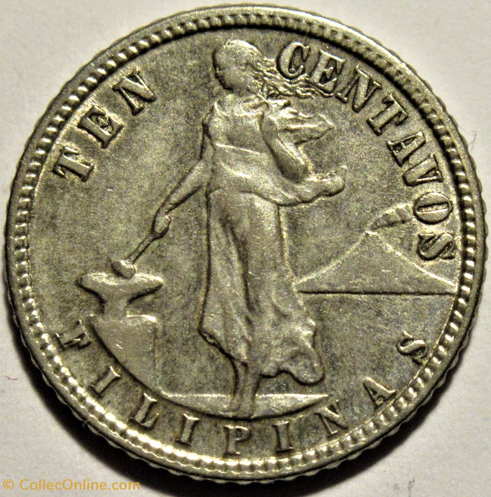 1944 Denver, 10 Centavos - Philippines U.S. Administration 2 monnaies monde 1944 denver 10 centavos philippines u s administration