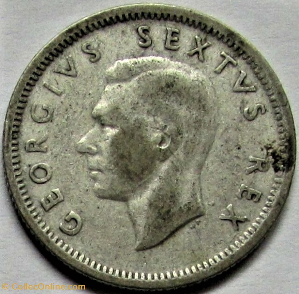 George VI - 6 Pence 1952 - South Africa 2 monnaies monde afrique du sud george vi 6 pence 1952 south africa