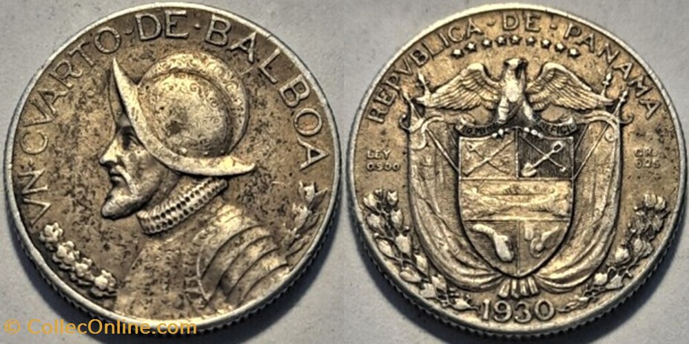 Panama - ¼ Balboa 1930 monnaies monde panama balboa 1930