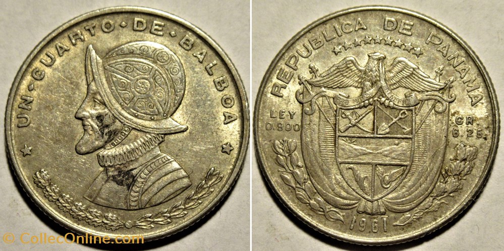 Panama - ¼ Balboa 1961 monnaies monde panama balboa 1961