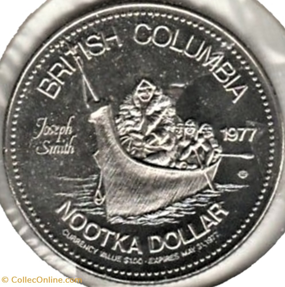 Nootka Trade Dollar Token 1977 - British Colombia 3 monnaies jetons mereaux nootka trade dollar token 1977 british colombia