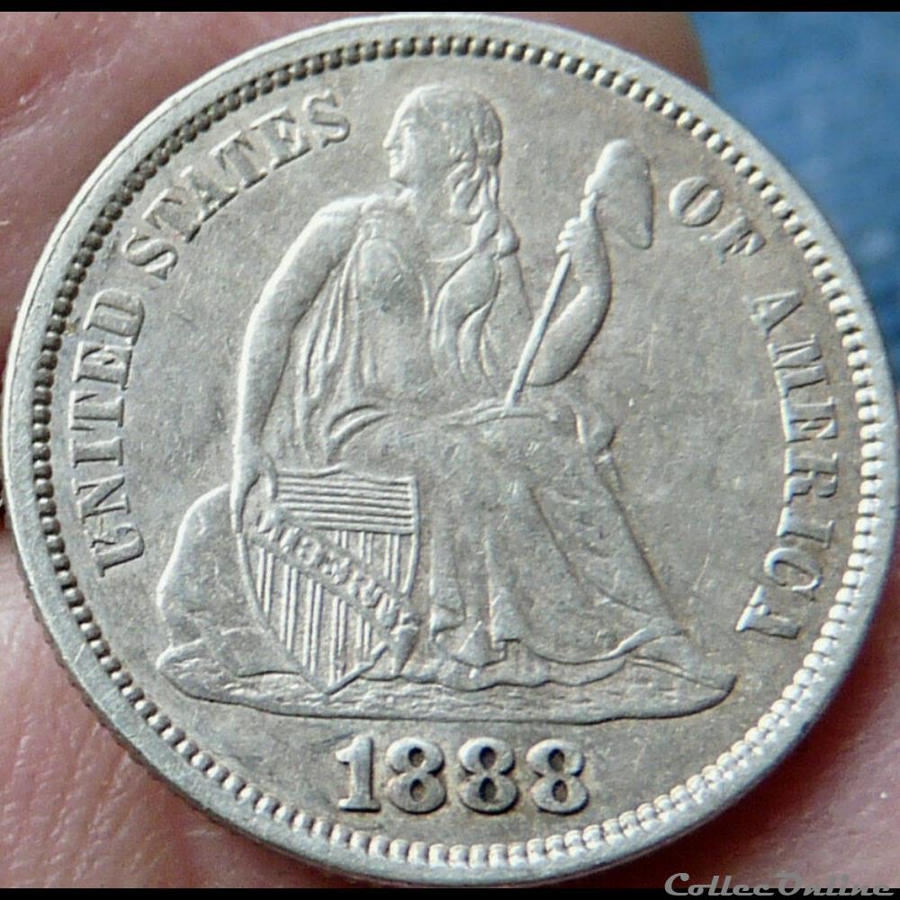 1888 Dime / 10 Cents monnaies monde etats unis 1888 dime 10 cents