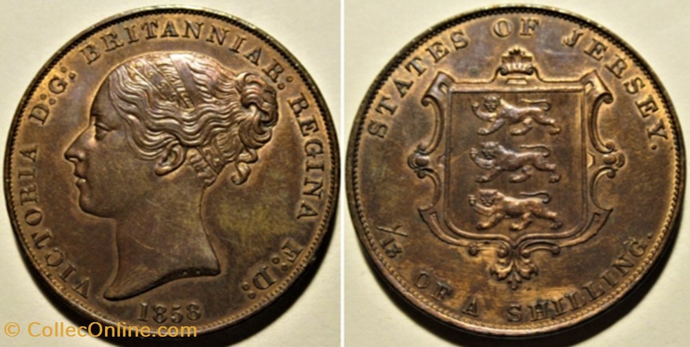 Victoria - 1/13 Shilling 1858 - Jersey (ex.2) monnaies monde victoria 1 13 shilling 1858 jersey ex 2