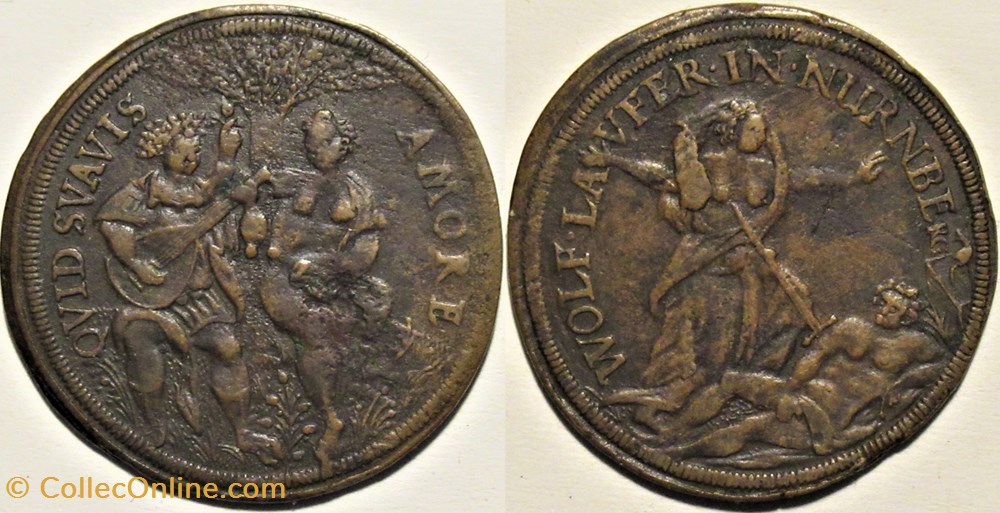 Pyramus and Thisbe - Token 1600' - Nuremberg by Wolf Laufer monnaies paranumismatique jetons poids pyramus and thisbe token 1600 nuremberg by wolf laufer