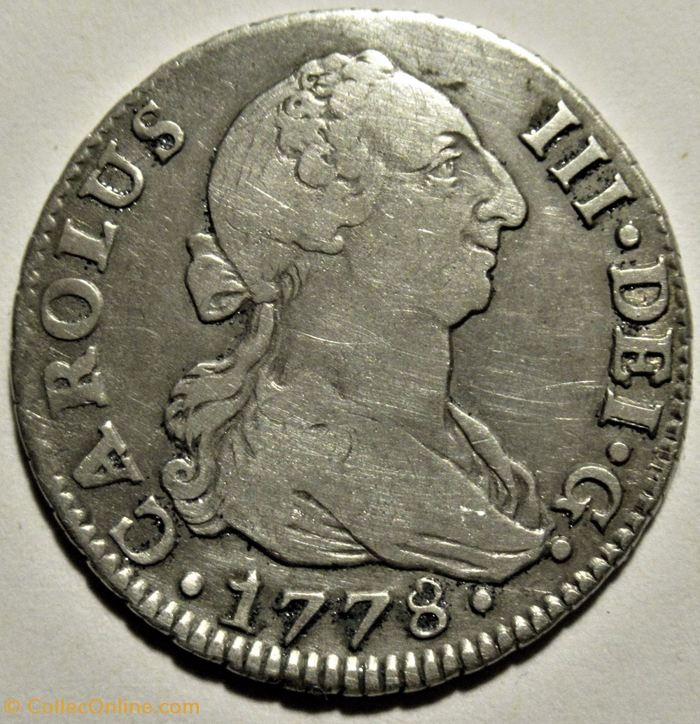 monnaies europe medievale royaume espagne 1778 sevilla 2 reales carlos iii de espana