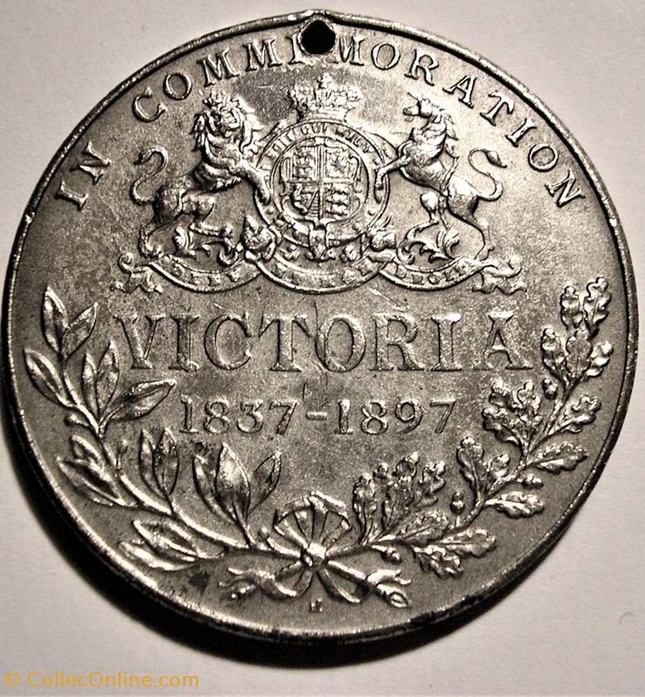 Victoria - 1897 Diamond Jubilee Medallion Heaton - UK 3 medaille royaume uni victoria 1897 diamond jubilee medallion heaton uk
