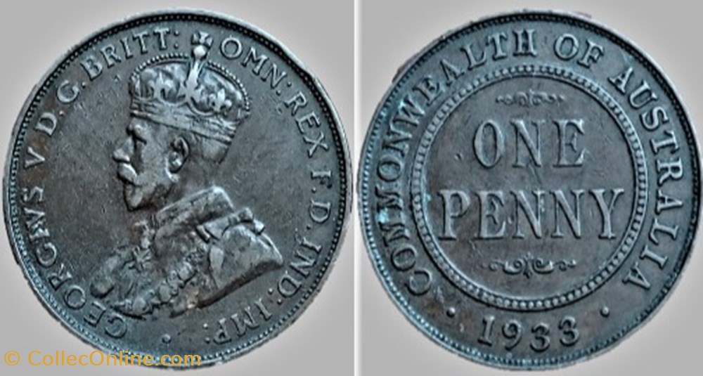 monnaies monde australie george v one penny 1933 australia