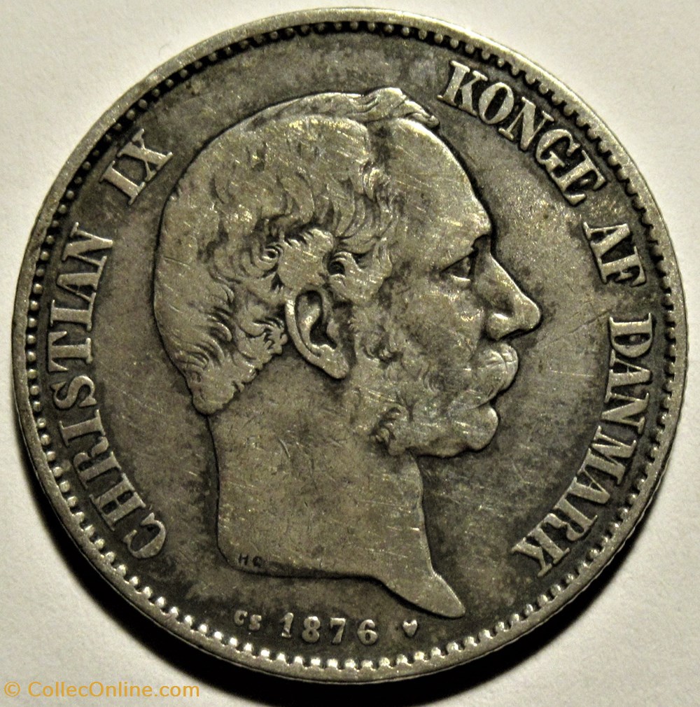 Christian IX Denmark - 2 Kroner 1876 2 monnaies monde danemark christian ix denmark 2 kroner 1876