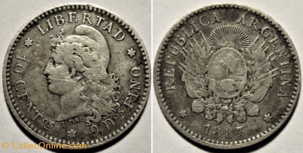 Argentina - 10 Centavos 1883 monnaies monde argentine argentina 10 centavos 1883