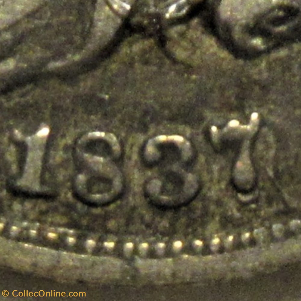 1837 Half Dime - 5 Cents - Repunched Date 4 monnaies monde etats unis 1837 half dime 5 cents repunched date