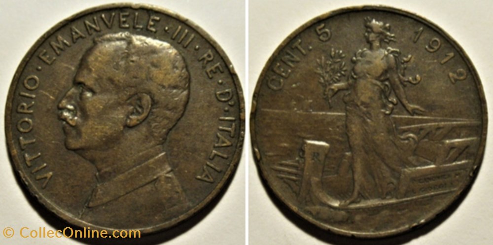 1912 Regno d'Italia, 5 Centesimi, Roma - Vittorio Emanuele III (ex.2) monnaies monde italie 1912 regno italia 5 centesimi roma vittorio emanuele iii ex 2