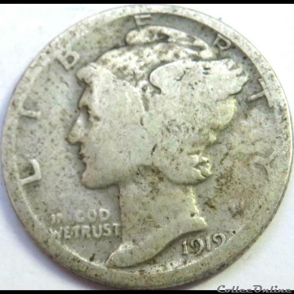 1919 Dime monnaie monde etat uni 1919 dime