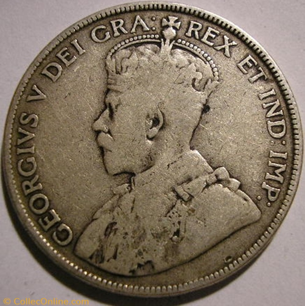 George V - 50 Cents 1919 (ex.2) monnaie monde canadum george v 50 cents 1919 ex 2