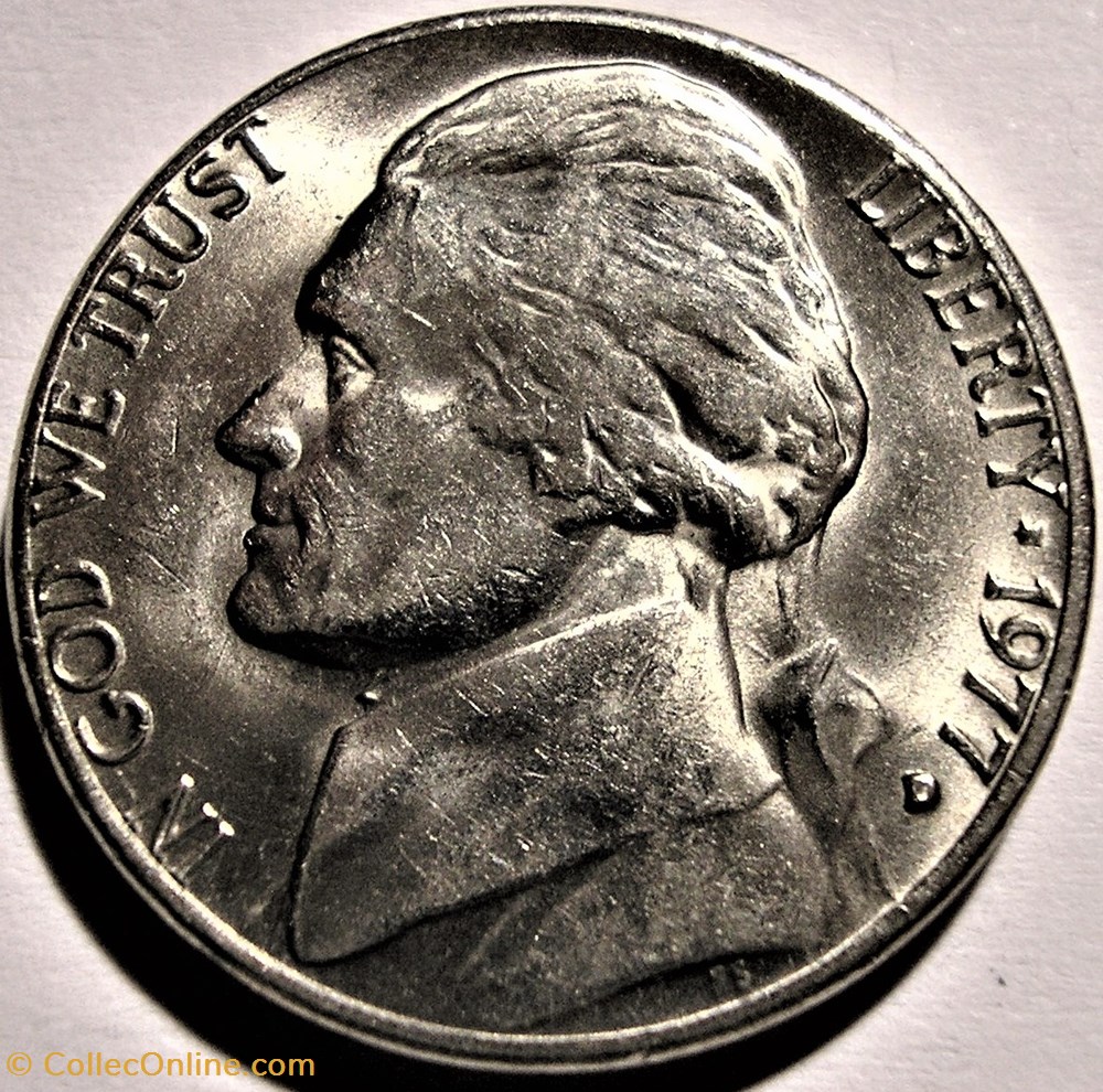 1977 Five Cents Jefferson, Denver 2 monnaies monde etats unis 1977 five cents jefferson denver
