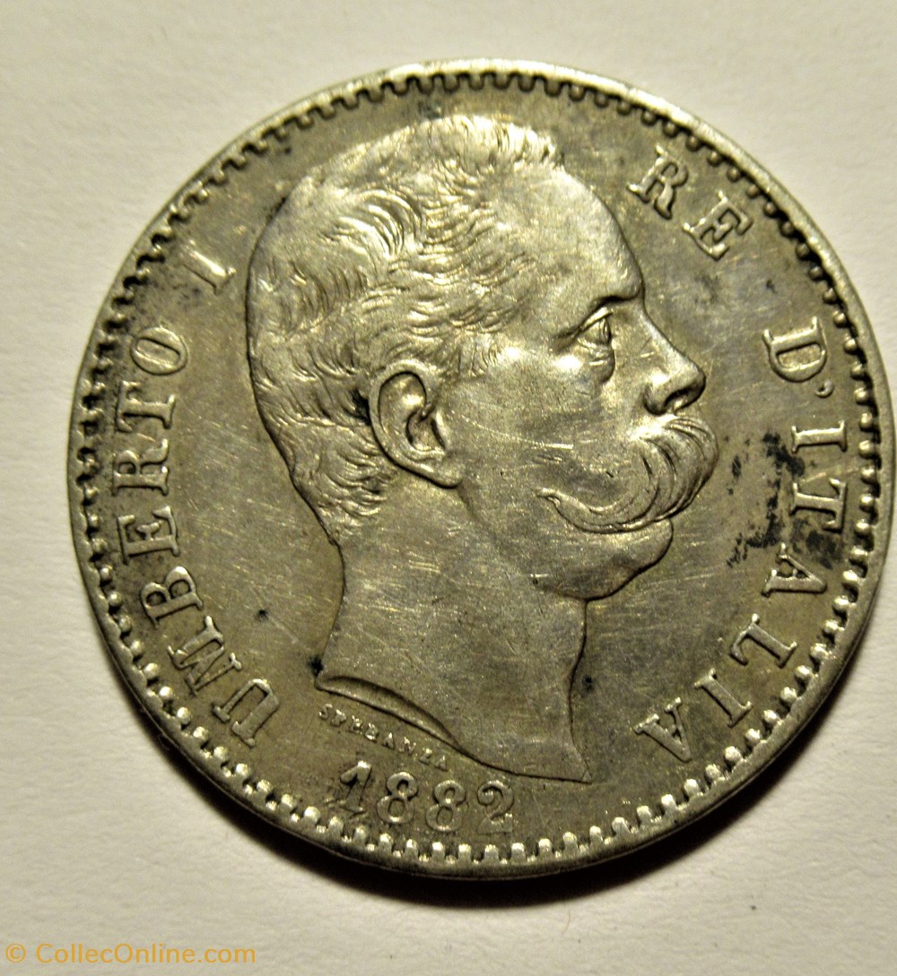 1882 Regno d'Italia, 2 Lire, Roma - Umberto I 2 monnaies monde italie 1882 regno italia 2 lire roma umberto i