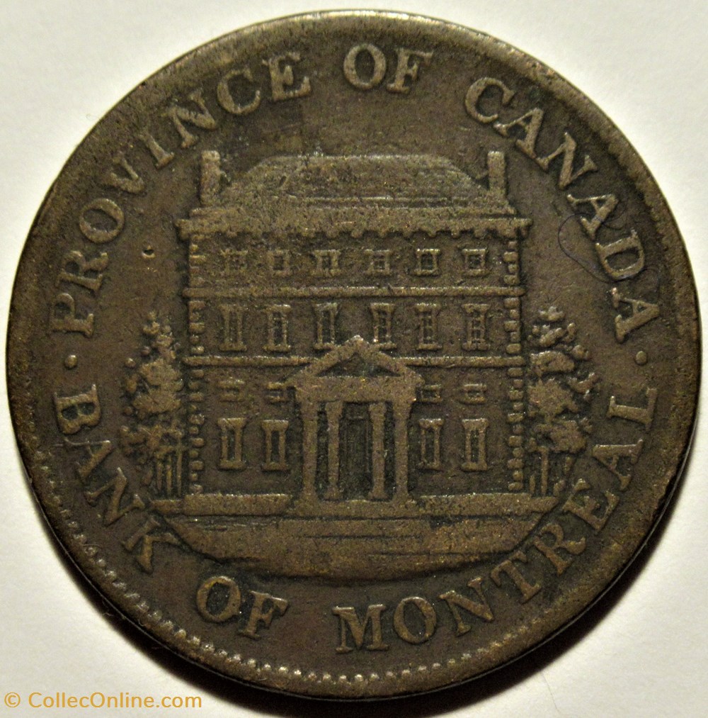 monnaies monde canada montreal 1844 half penny token bank canadian province