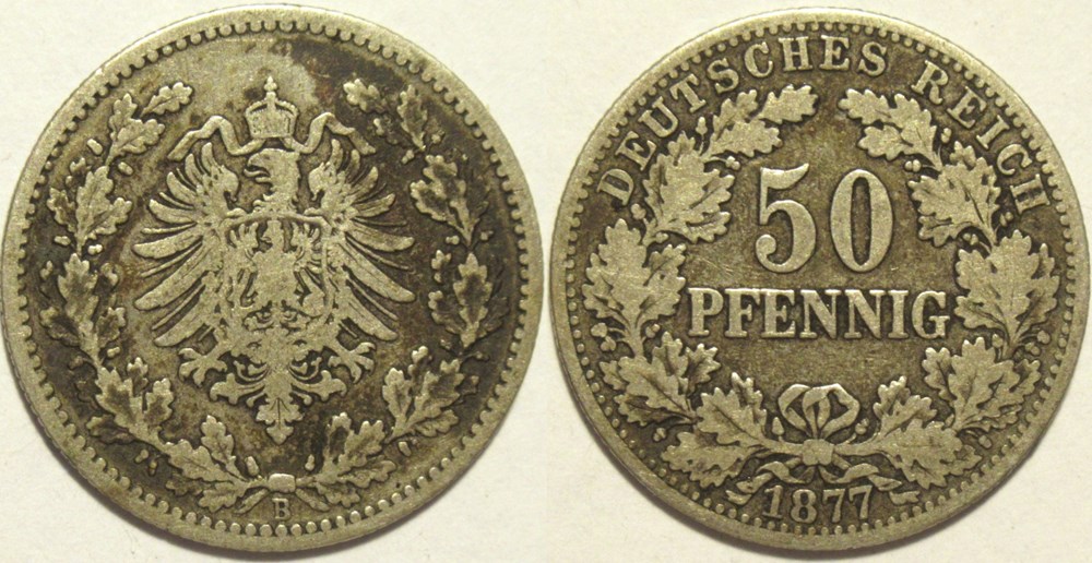 monnaies monde allemagne wilhelm i 50 pfennige 1877 hanover german empire