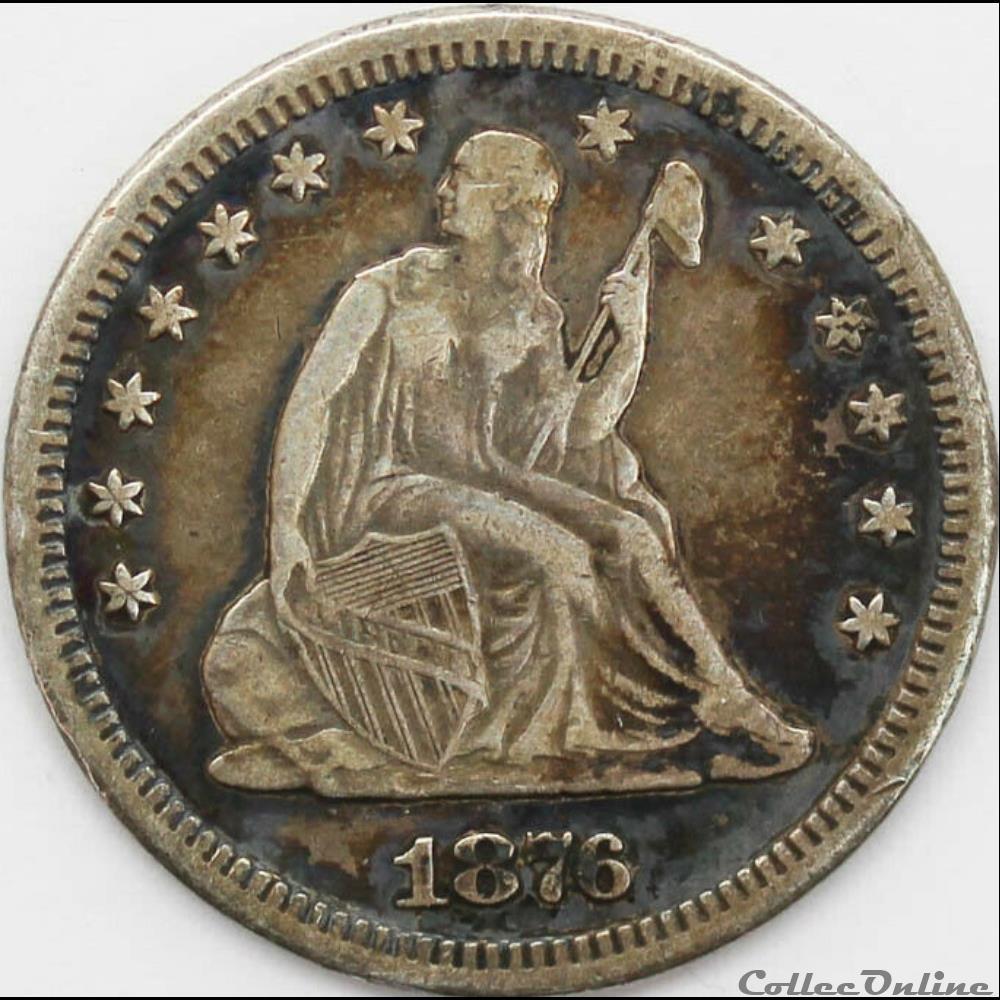 1876 Quarter $ Carson City - 25 Cents monnaie monde etat uni 1876 quarter carson city 25 cents