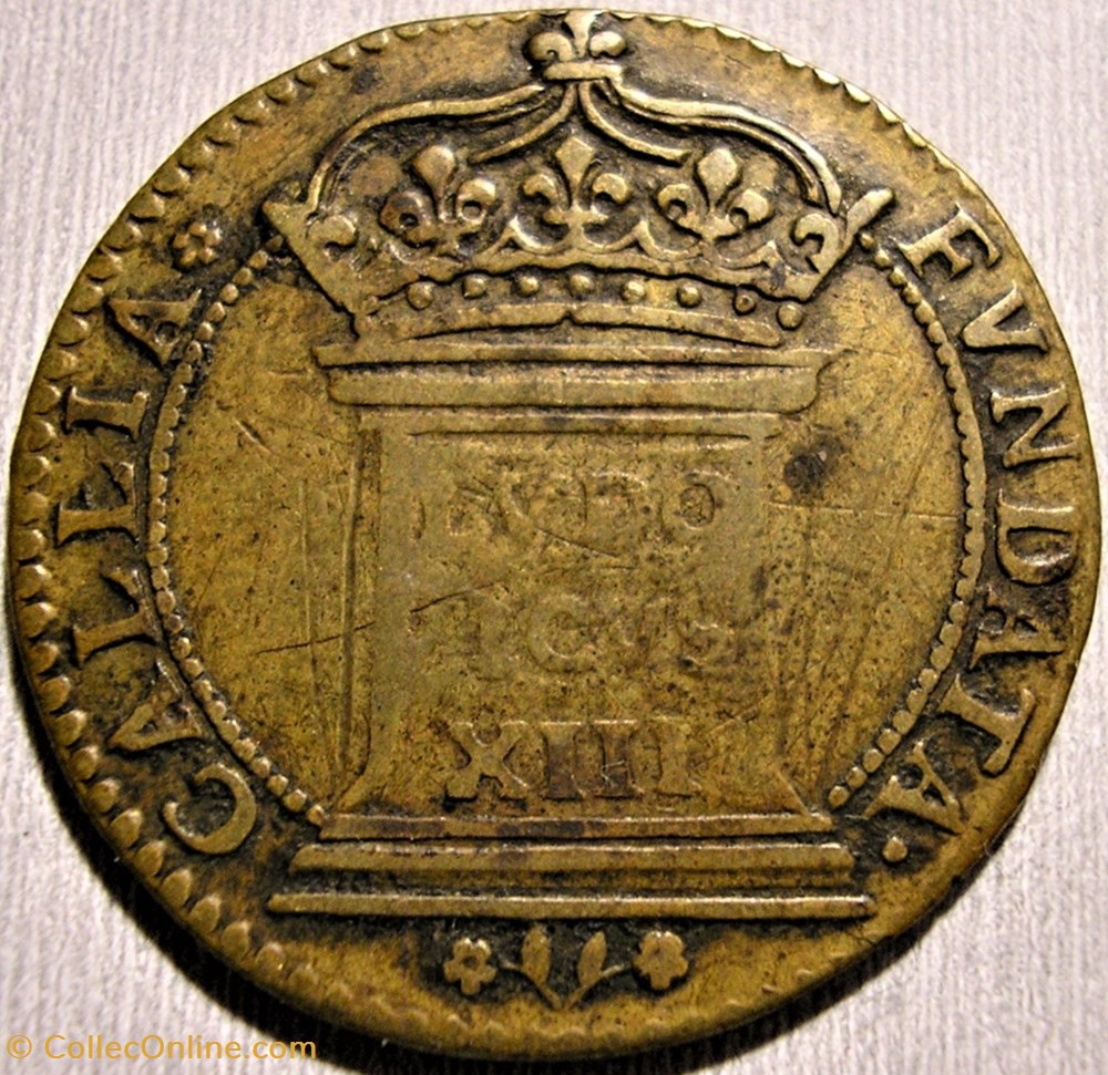 Louis XIII - Jeton, c.1640 - Gallia Fundata monnaies paranumismatique jetons poids louis xiii jeton c 1640 gallia fundata