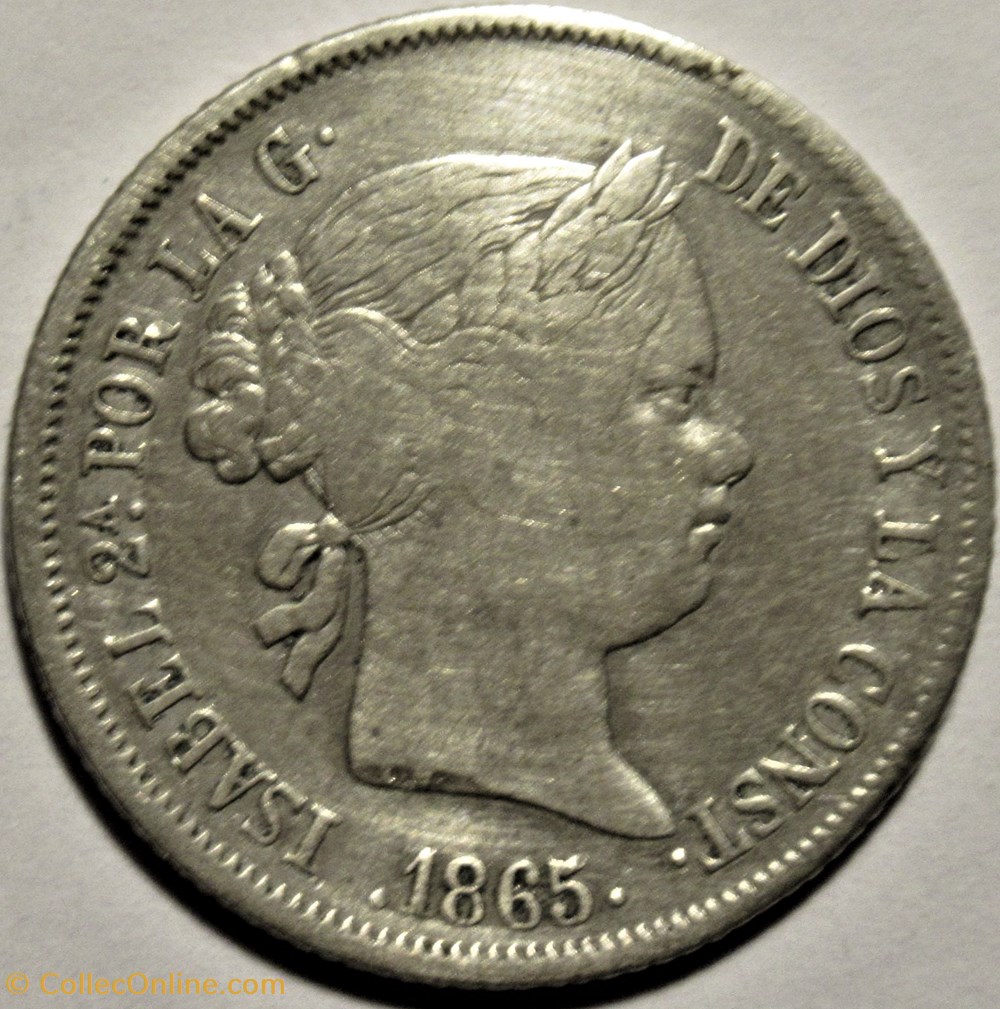 1865 Madrid 40 Centimos - Isabel II de España monnaies monde espagne 1865 madrid 40 centimos isabel ii de espana