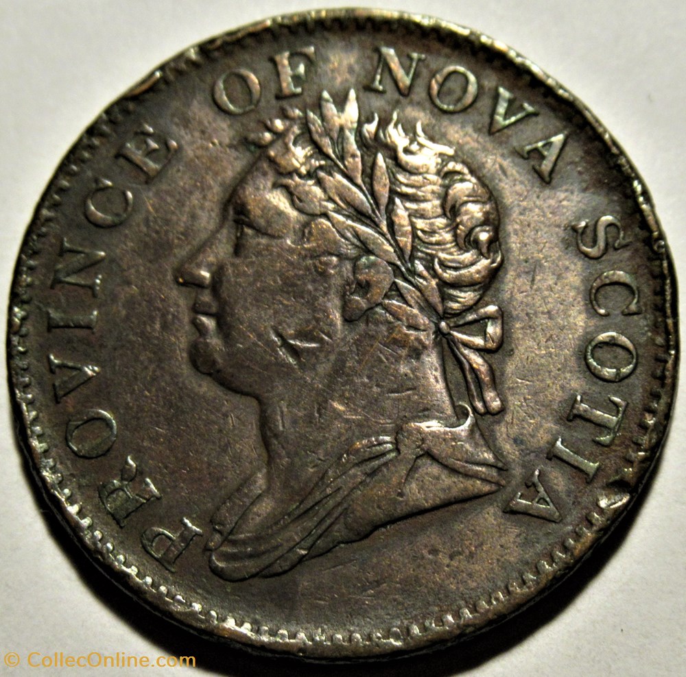 George IV - HalfPenny Token 1832 - Nova Scotia (ex.6) 2 monnaies monde canada george iv halfpenny token 1832 nova scotia ex 6