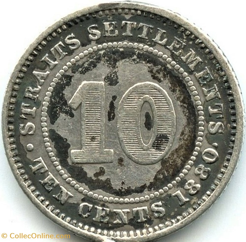monnaies monde malaisie victoria 10 cents 1880 h straits settlements malaysia