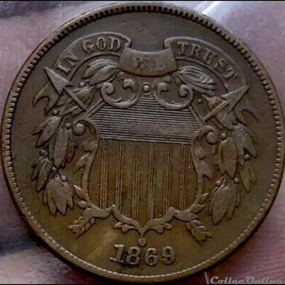 1869 Two Cents monnaie monde etat uni 1869 two cents