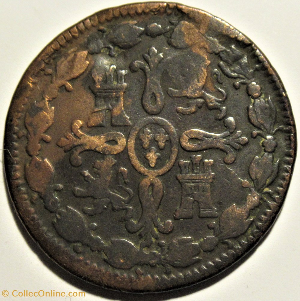 1800 - 8 Maravedis Segovia - Carlos IV de España monnaies monde espagne 1800 8 maravedis segovia carlos iv de espana