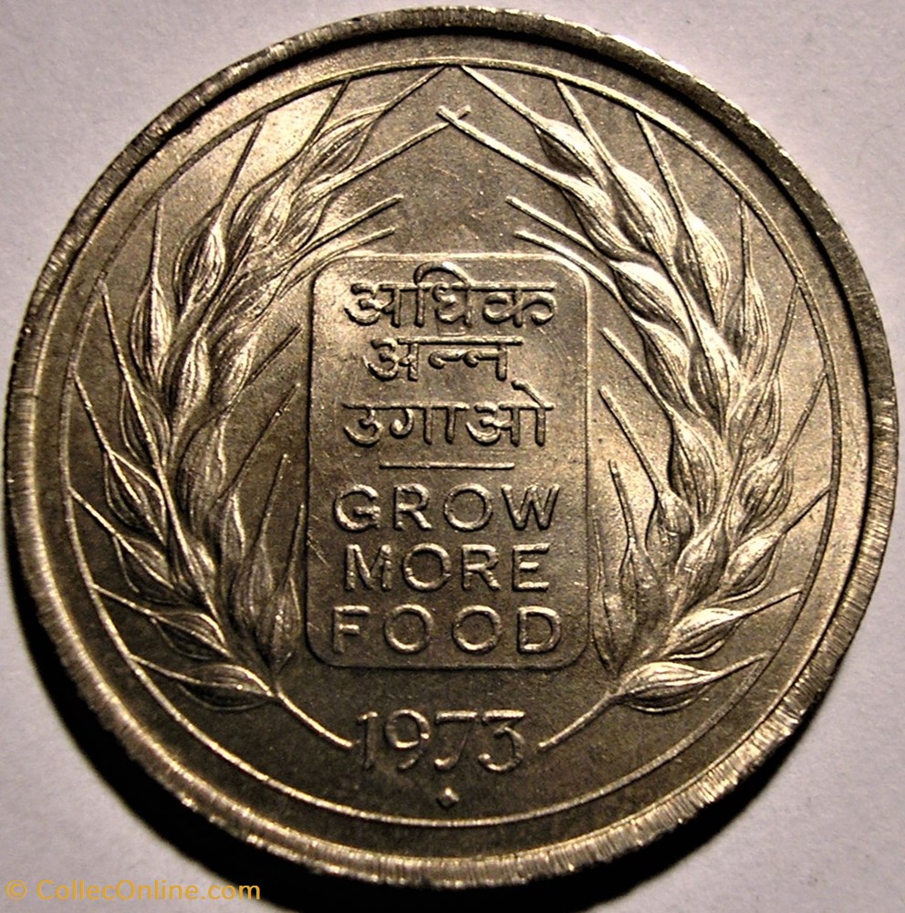 monnaies monde inde india 50 paise 1973 mumbai fao