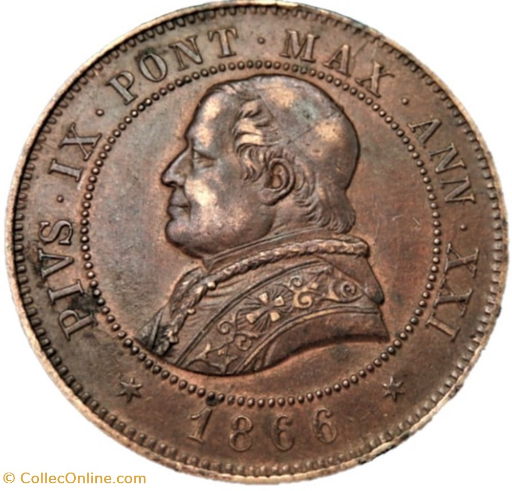 Pio IX, Pope - 4 Soldi 1866, Anno XXI - Roma, Vaticano monnaies monde pio ix pope 4 soldi 1866 anno xxi roma vaticano