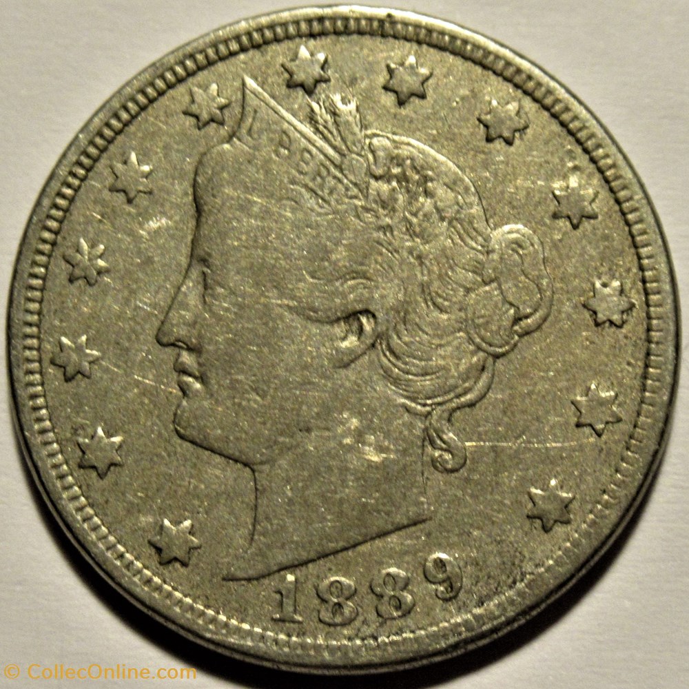 1889 5 Cents (ex.3) monnaies monde etats unis 1889 5 cents ex 3