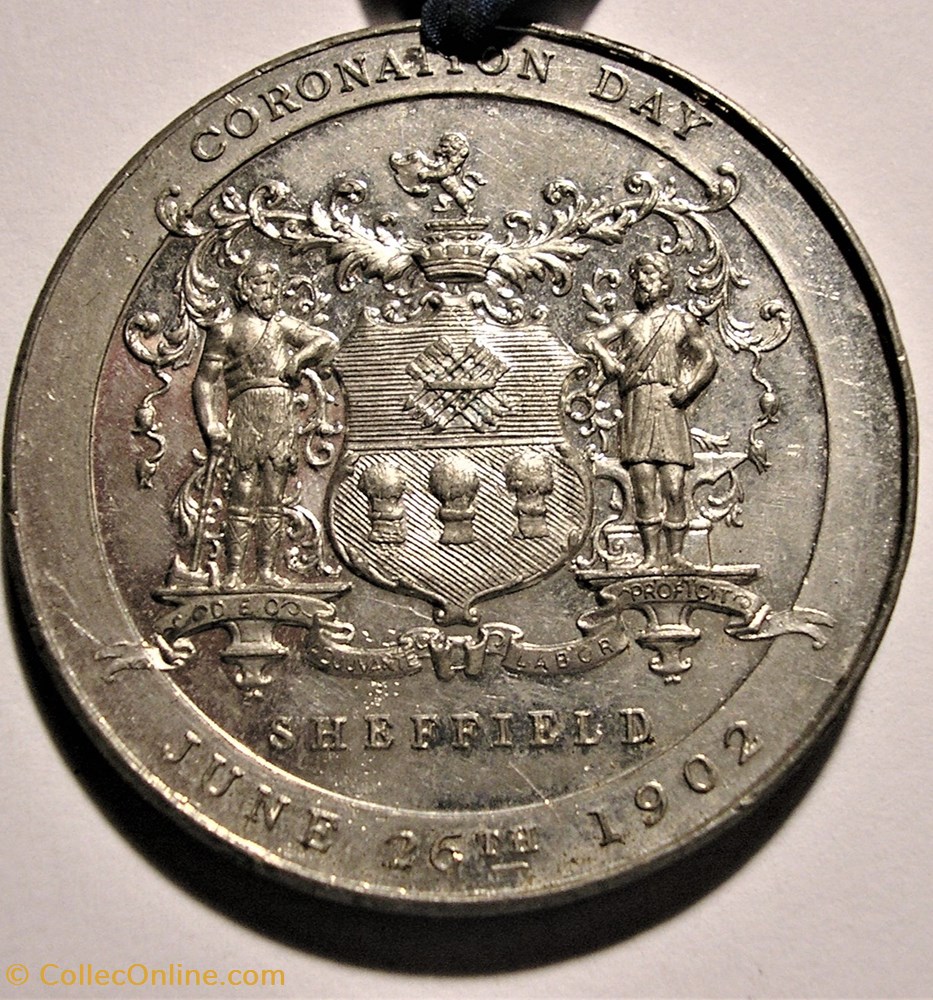Edward VII & Alexandra - 1902 Coronation Day, Sheffield Medal, England 3 medaille royaume uni edward vii alexandra 1902 coronation day sheffield medal england