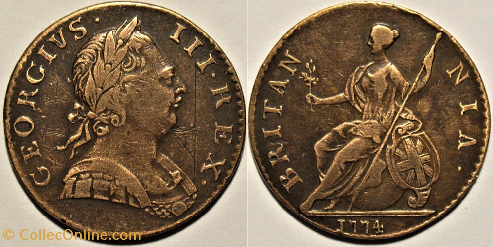 monnaies monde royaume uni 1774 half penny no regal george iii of great britain ex 4
