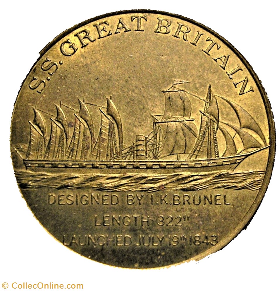 United Kingdom 1971 Token - Ship S.S. Great Britain 2 monnaie jeton mereaux united kingdom 1971 token ship s s great britain