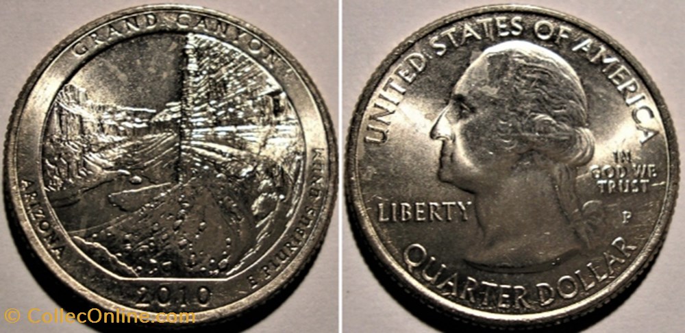Grand Canyon - 2010 P Quarter Dollar - Arizona State monnaie monde etat uni grand canyon 2010 p quarter dollar arizona state